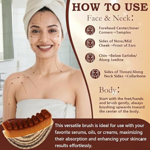 Image of Lunaris New Lymphatic Contour Face Brush 1 PCS | Facial Massager for Jawline, Chin & Neck | Natural Makeup Brushes With Soft Bristles | for Sculpting, Drainage, Puffiness Reduction & Smoother Skin