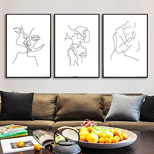 Art Abstrait Lady Line Toile Triptyque Minimaliste Abstrait 3 Pièces