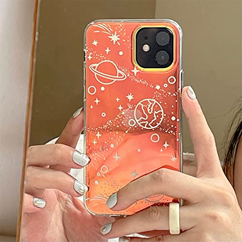 I-Mgae-In-Ar Space Planet Aesthetic Clear Crystal Case For Iphone 12,Iphone 12 Pro 6.1 Inch 2020 Released,Shockproof Pc+ Tpu Bumper Protective Cover For Shiny Glitter Color Cute Design For Women,Girls #TOP7