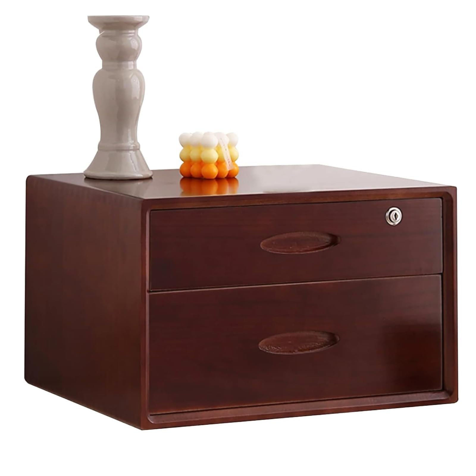 SnamicE Lockable Wooden Desk Storage Box,Solid Wood Filing Cabinet With Drawers,Home Office Desk -Stylish Storage For Files And Documents,