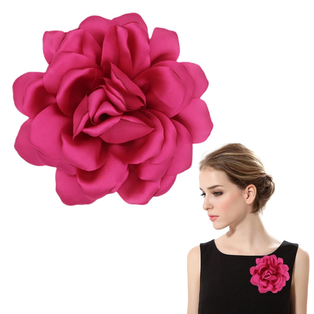 Spilla A Forma Di Rosa In Mussola - Fermaglio Per Capelli Elegante Per Matrimoni E Feste - Foto 8