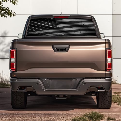 Image of Rear Window Decals for Trucks - 65x17.3 in Back Window American Flag Decals Fit Most Pickup Trucks SUV, Vinyl Back Window Decal Truck Rear Window Graphics for Personalized