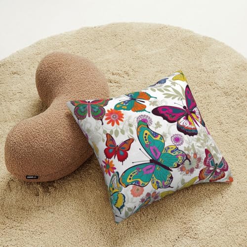 Housse coussin velours côtelé de qualité supérieure motif papillon