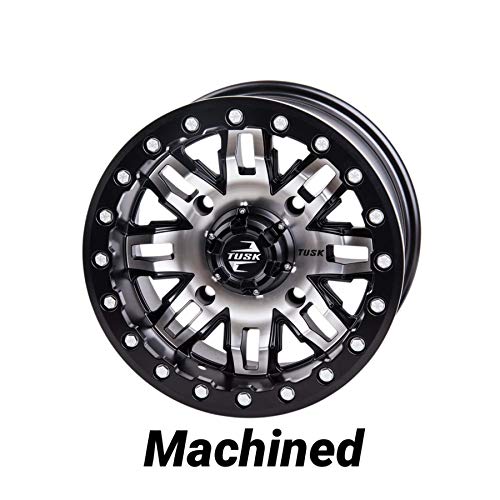 4/137 Tusk Teton Beadlock UTV ATV Wheel - 14x7-4.0 + 3.0 Offset - Includes Required Lug Nuts - Fits: Can-Am Maverick X3 (Smoke)
