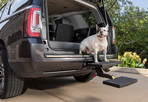PetSafe Happy Ride Dog Hitch Step - Easy to Install on Any 2 Inch Vehicle Hitch - High-Traction Steps - Folds Down for Travel - Supports Pets up to 200 lb - Great for SUVs and Trucks