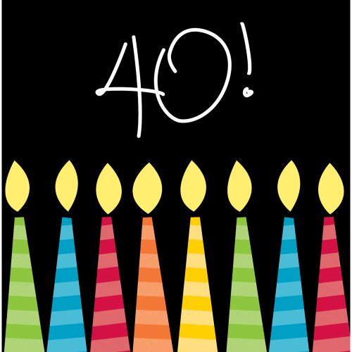 Creative Converting 16 Count 3-Ply Paper Beverage Napkins, Great Birthday 40th