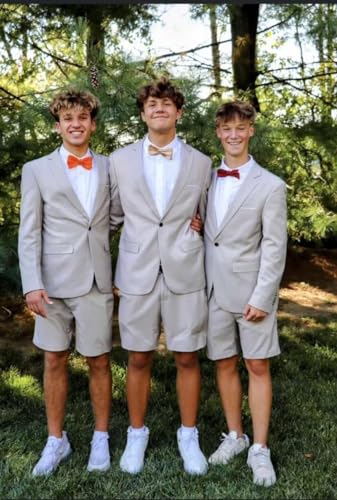 HUUTOE Men Shorts Suit Set Mens White Suit Formal Suits for Men Groom Groomsmen Suits for Wedding 2024 L3