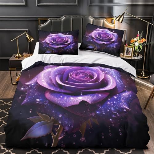 Parure de lit 3D haut de gamme violette en microfibre douce et résistante 200x200