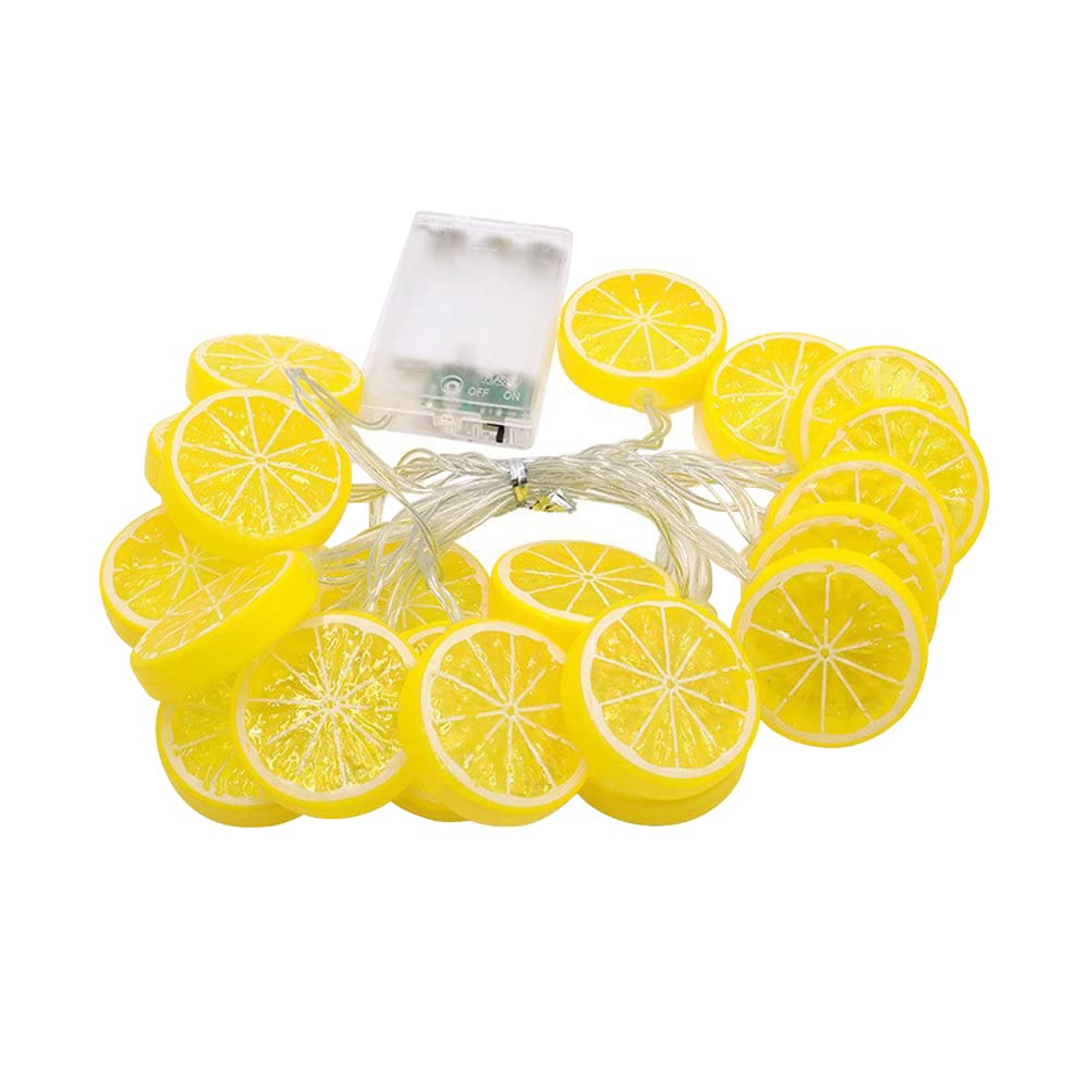 Filo di luci decorative a forma di frutta a LED a batteria, 6 m, 40 luci, fette di lime, confezione da 5 m, giallo limone