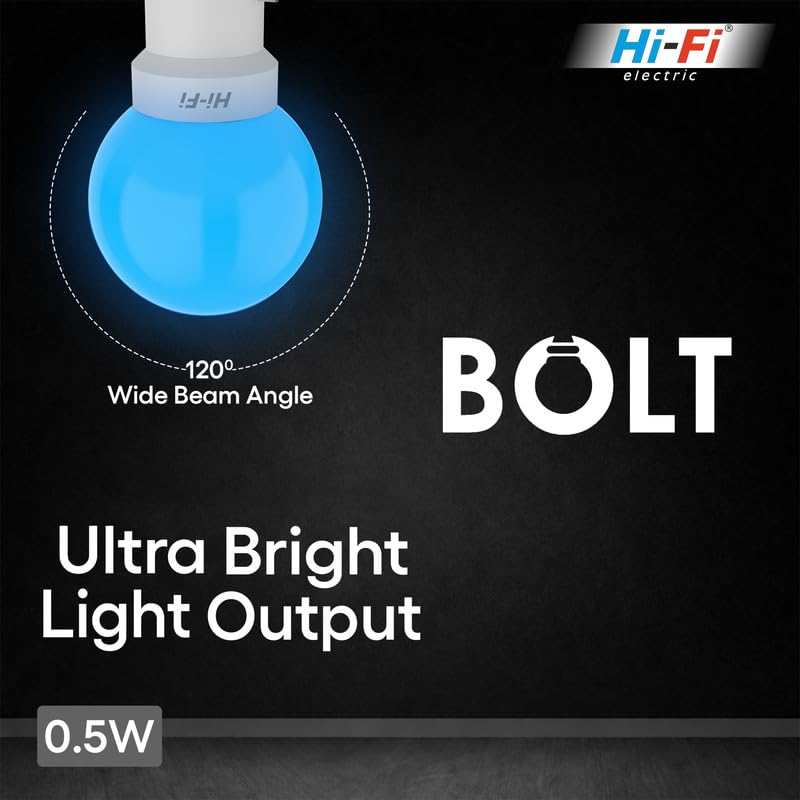 Image of Hi-Fi 0.5W LED Bulb (Blue) B22 Base | Energy Efficient Zero Watt Light | Decorative Night Lamp for Home, pooja room light & Bedroom Zero Blub (Pack of 2)