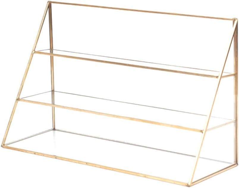 Transparent Metal Glass Three-Layer Display Rack Cosmetic Jewelry Beads Storage Rack