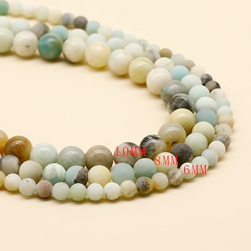 Miniatura 4 de Cuentas redondas sueltas de amazonita natural de 0.315 pulgadas (0.315 in), poder curativo para hacer joyas, pulseras y collares