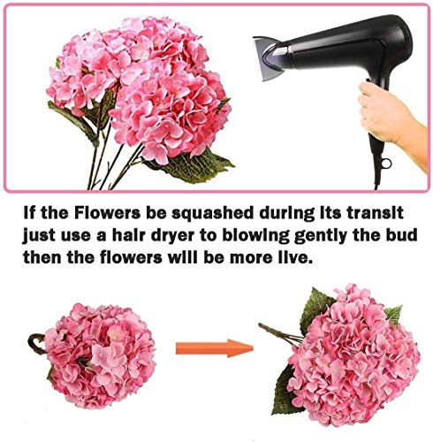 Blooming Paradise Artificial Fake Flowers Plants Silk Hydrangea Arrangements Wedding Bouquets Decorations Plastic Floral Home Kitchen Garden Party Festival Bar Diy (Gray Green，5 Flower Heads) #TOP6