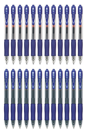 Pilot G2 Gel Roller Ball tinta azul, pack 24 plumas