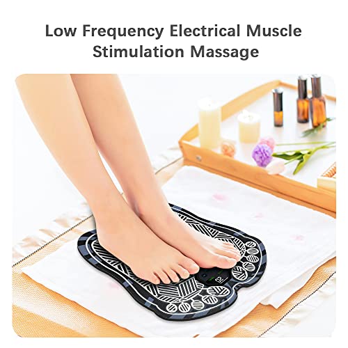 Cigooxm Tapete massageador elétrico para pés Almofada de massagem portátil dobrável para pés 10 modo