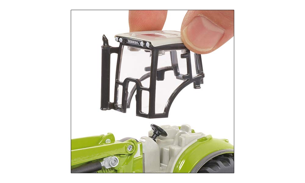 siku 1949, Claas Axion Traktor mit Frontlader, Dolly und Muldenkipper, 1:50, Metall/Kunststoff, Grün, Bewegliche Schaufel und Frontlader-Schwinge, Kippbare Mulde - 5