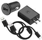 Motorola TurboPower Bundle: 20W Wall Charger & 18W Car Charger with Two 1m USB-A to USB-C Cables for Moto G Power (2020/2021/2022), G Stylus (2020/2021/5G), One 5G/5G UW/5G Ace/5G UW Ace, Edge/Edge+