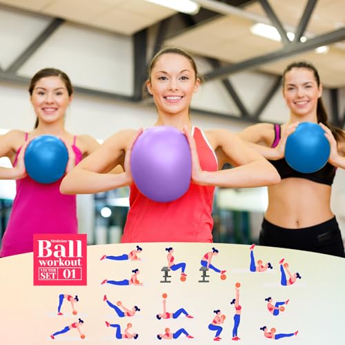 Image of Aoriher 10 Pack 9 Inch Small Pilates Ball Bulk Mini Exercise Ball Portable Non-Slip Workout Yoga Balls with Air Pump for Stability, Barre, Fitness, Balance, Physical &Core, Gym Home Office Use