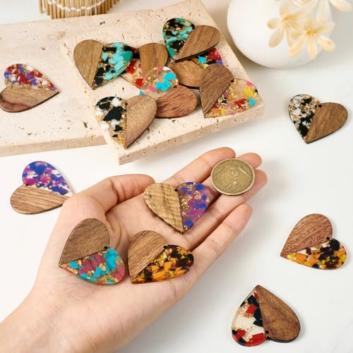 Pendentifs en résine et bois pour fabrication de bijoux forme losange et triangle - 6