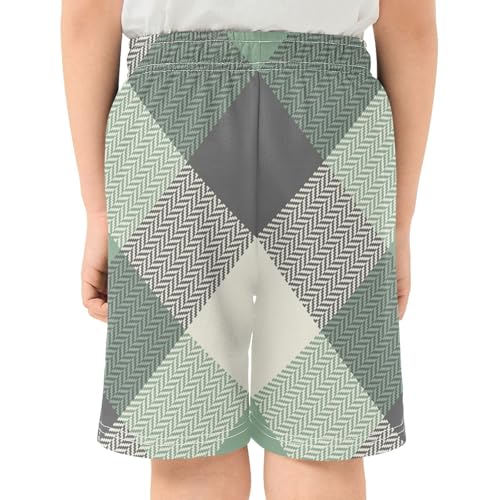 Athletic Shorts for Boys with Pockets Light Weight Kids Gym Short Pants Basketball Shorts for Boy Green Leaves Black Vintage3