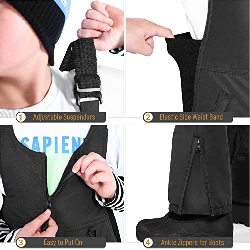 Sportneer Snow Bibs Kids Snow Pants Boys Ski Pants Insulated Youth Ski Bibs Kids Girls Snow Overalls Black Xl #TOP4