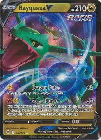 Pokemon Single Card RAYQUAZA V 110/203 EVOLVING SKIES, Multicolor, Standard Card Size