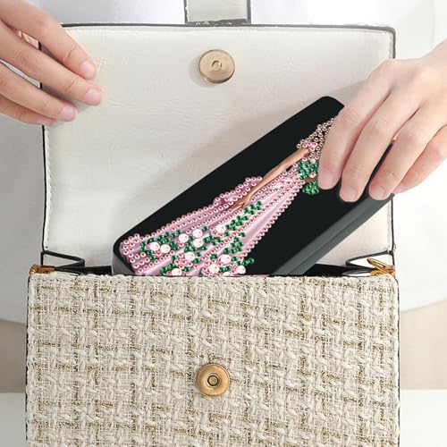 Image of 5D Diamond Painting Glasses Case for Adults, DIY Rhinestone Crystal Diamond Art Eyeglass Holder, Handmade Princess Goddess Sunglass Storage Box, Elegant Travel Craft Gift