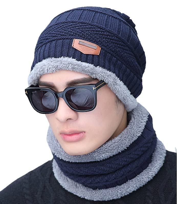 Winter Wool Beanie Cap & Muffler for Unisex Adults, Blue (Light)-image-18