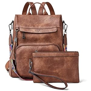 Shrrie Backpack Purse for Women PU Leather Anti-Theft Travel Backpack Purse Fashion Ladies Shoulder Bag with Tassel, Brown