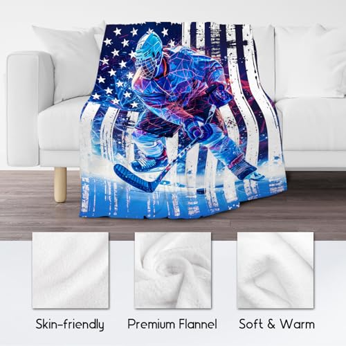 Hockey Blanket, Boys Blankets for Kids, Ice Hockey Gifts for Sports Lovers, Cozy Flannel Throw for Boys Room Decor, 30"x40"