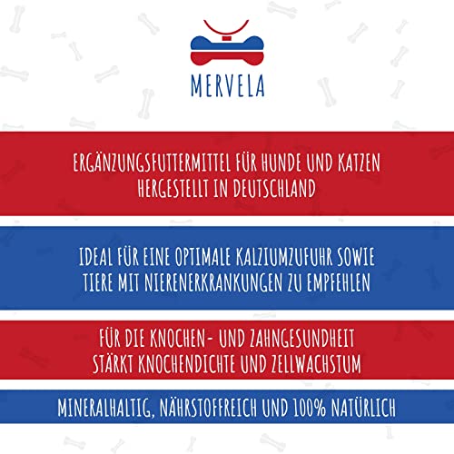 MERVELA Eierschalenpulver Hunde | 500 Gramm | Eiweißpulver | Eierschalen gemahlen | Kalzium für Hunde & Katzen | Eierschale | 100% natürlich | Hundefutter-Futterzusatz | Calcium Knochen & Zähne