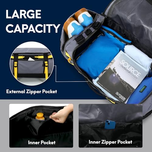 Image of Haimont Heavy Duty Convertible Travel Duffel Backpack, Grey, 60L