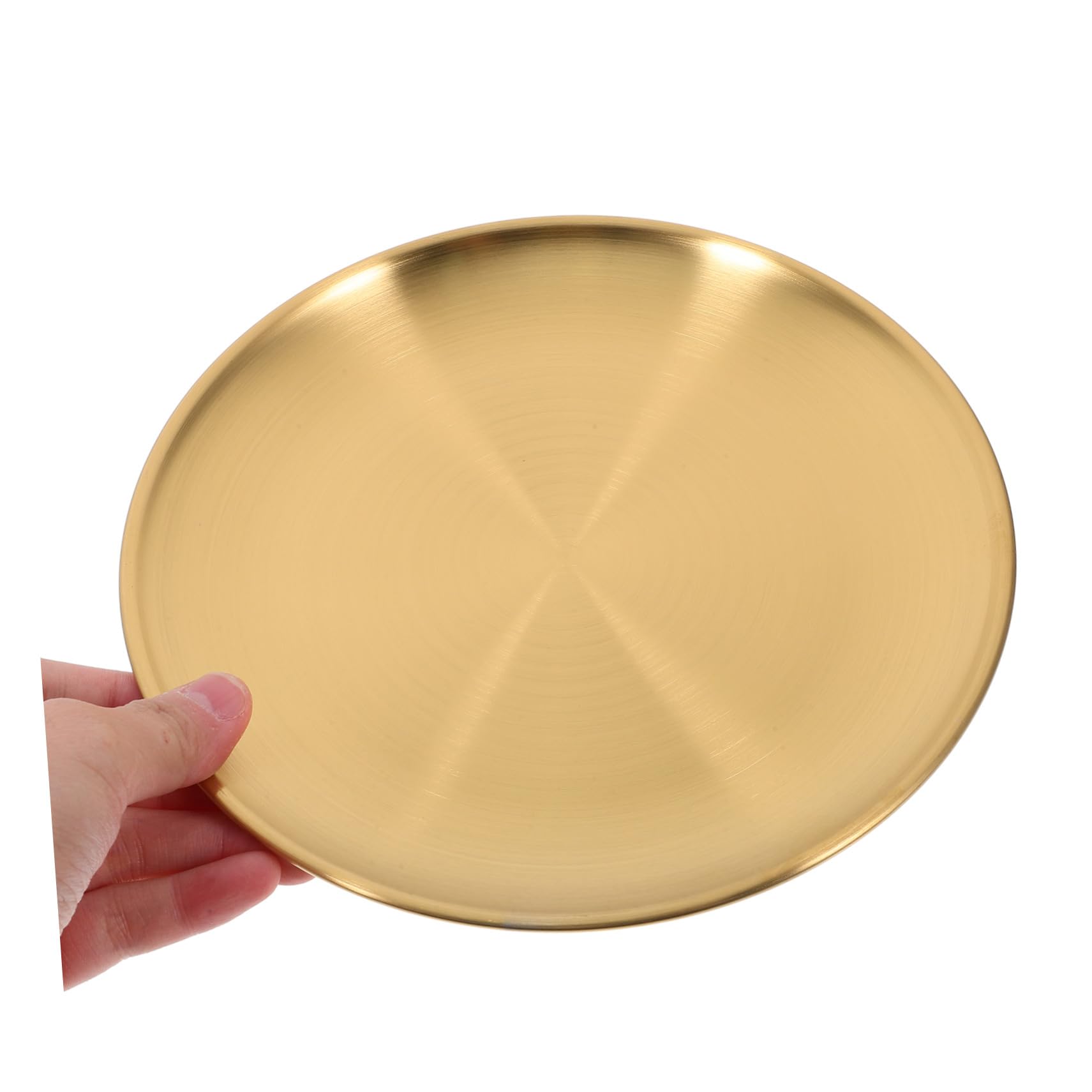 Lot de 6 Assiettes Rondes en Acier Inoxydable Doré et Argenté, 15 Cm, Faciles à Nettoyer, Polyvalentes, Cuisine et Barbecues Festifs