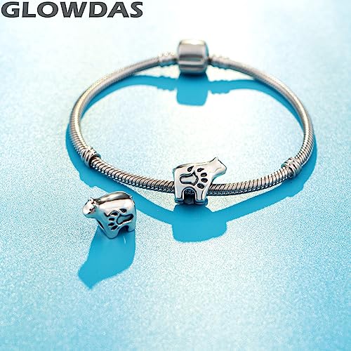 Polar Bear Charms fit Pandora Animal Bracelet, Retro 925 Sterling Silver White Bear Beads with Paw Print for Pet Lover/Daughter/Mothers Day3
