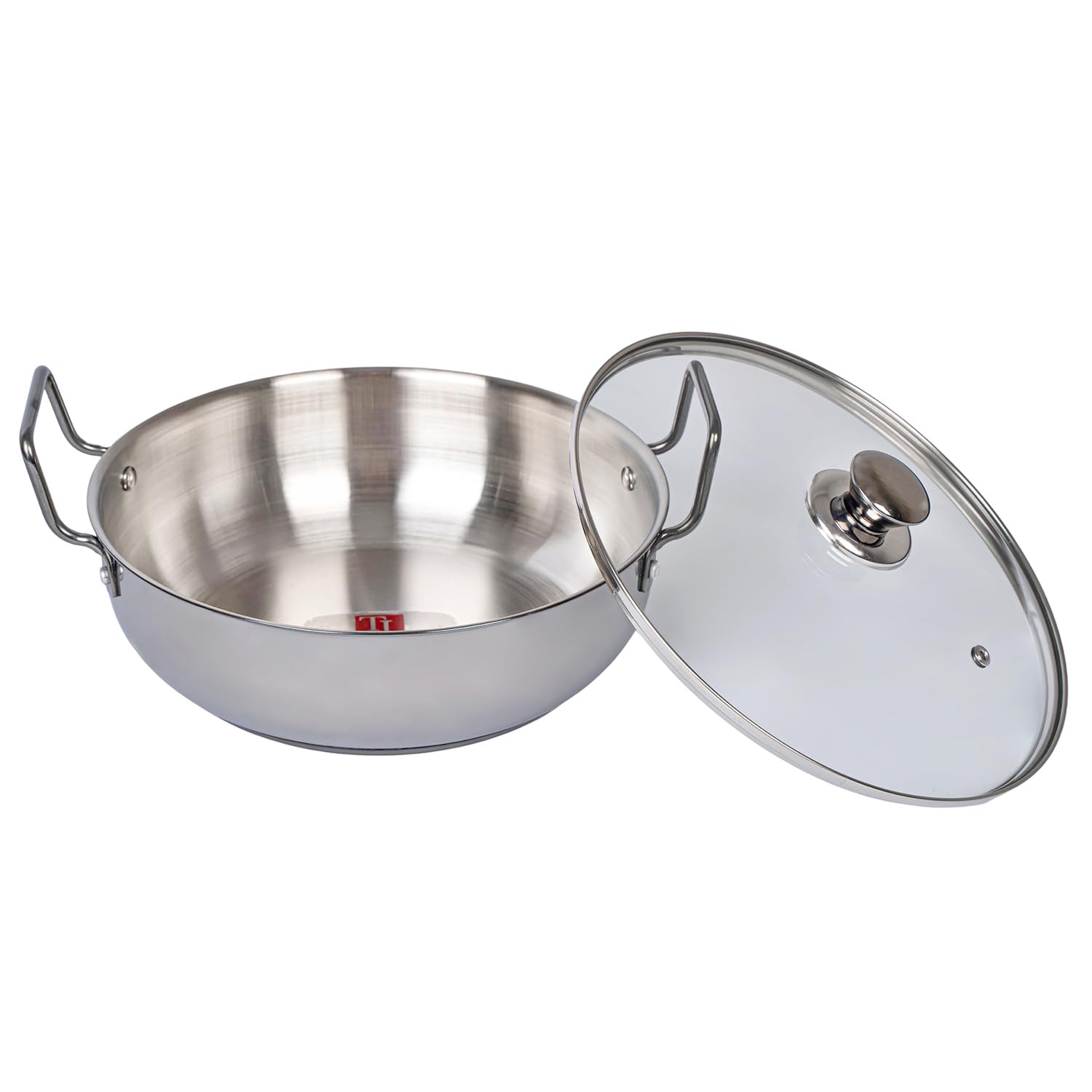 TOPSYTURVY Stainless Steel Black PVD Kadhai with Glass Lid 24 CM | Induction & Gas Compatible | Heavy Bottom Cookware for Healthy Cooking 3 Liter Capacity 4