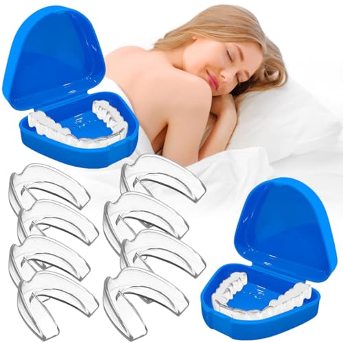 8 Piezas Bruxismo Dental Noche,2 Tamaño Ferula Descarga Bruxismo,Kit de Protección Dental,Protector Bucal Para Rechinar,Incluye dos Cajas de Almacenamiento para Tirantes