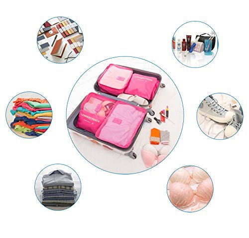 Styleys Set of 6 Travel Organizer Packing Cubes Cosmetics Makeup Bag Organiser Garment Storage Bags (S1037_Black) 4