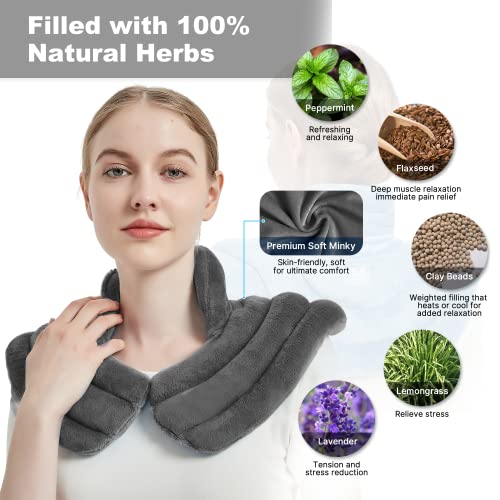 MORLIDEN Microwave Heating Pad for Neck and Shoulders, Additional Large Weighted Add Microwavable Heated Neck Wrap Warmer, Freezer or Microwave Heating Pad for Pain Relief - Thumbnail 2