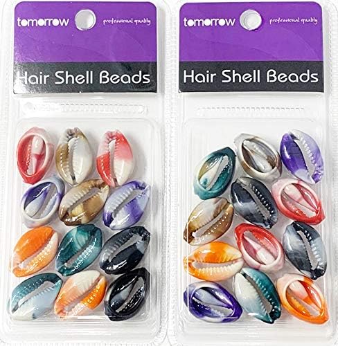 Amazon.com: Crispy 12 Pieces Sea Shell Cutted Hair Beads Cowrie Rasta ...