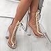 Cape Robbin Bailey-1 Open Toe Block Chunky Clear Perspex Heel Lace Up Ankle Boot Bootie Nude 6