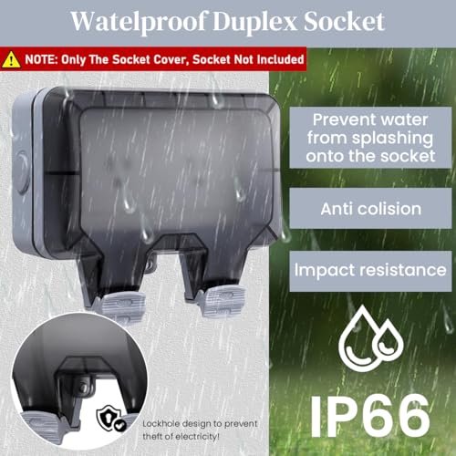 Image of 146 Type Double Socket Switch Cover with Flip Up Lid (Socket Excluded)