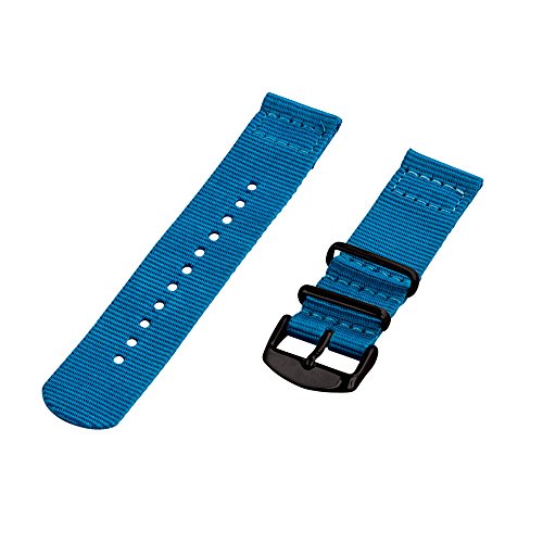 Clockwork Synergy - 2 Piece Classic NATO Nylon Watch Band Straps 24mm - PVD Black - Electric Blue - Men Women