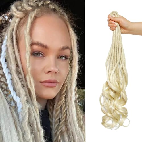 Dsoar Rastas Sintéticas DE Extensión Rastas Rizadas 24 Pulgadas 15 Mechas/Paquete Suave Crochet Locs con Rizos Franceses Goddess Locs Cabello Crochet, 613#