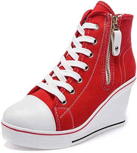 Fashion Wedge Sneakers 35-43 EU Women's Platform Sneakers Sports Walking  Fitness Low Wedge Sneakers 8 cm, 04 Red : Amazon.com.be: Fashion