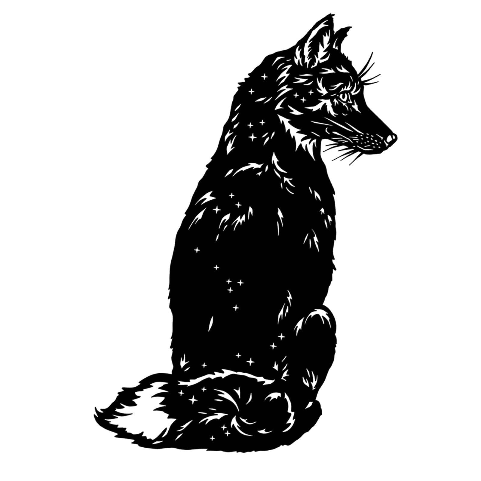 Celestial Fox in Thought 2 pcs Black Fused Glass Decals