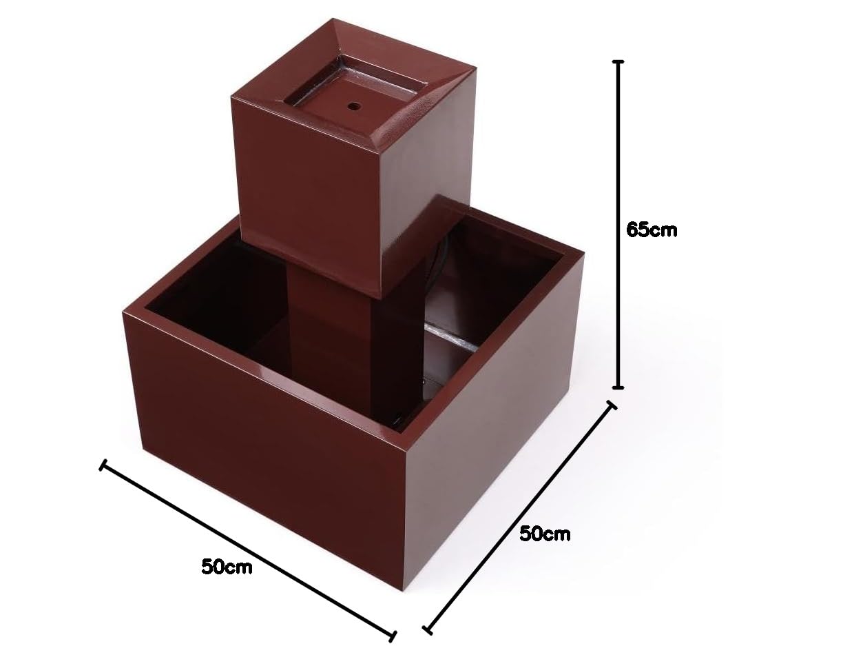 Vente-unique - Fuente de Exterior de Acero Inoxidable con LED - Alt. 65 cm - Terracota - CARDINA