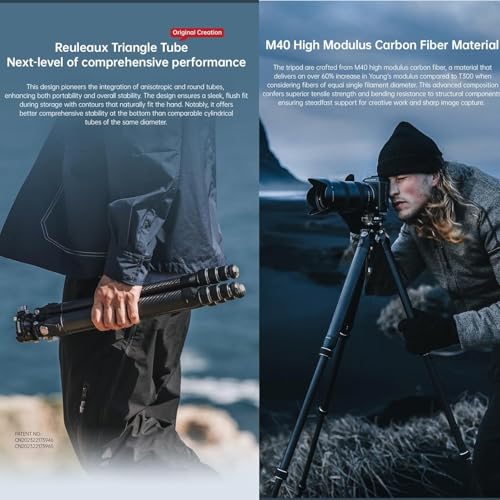Image of Falcam TreeRoot F38 Pro Carbon Fiber Tripod, 61 inch Quick Lock Travel Tripod with 360 Ball Head, 5kg Load, F22 Interfaces, 1 /4 inch Screw, Carry Strap Holes for DSLR, Mirrorless, and Video Cameras