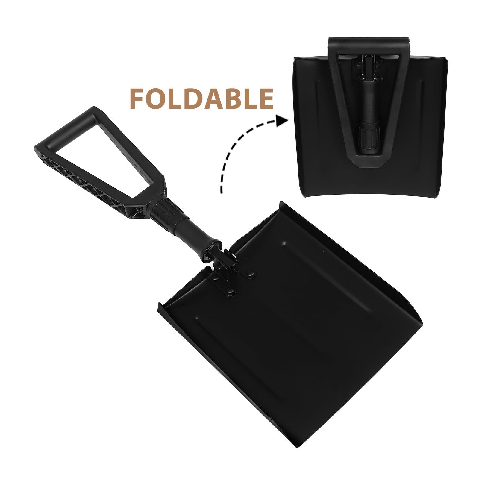 DOITOOL Pala de Nieve Plegable para Coche Mango de Hierro y Bolsa de Tela, Herramienta Portátil para Quitar Nieve en Entradas y Camping