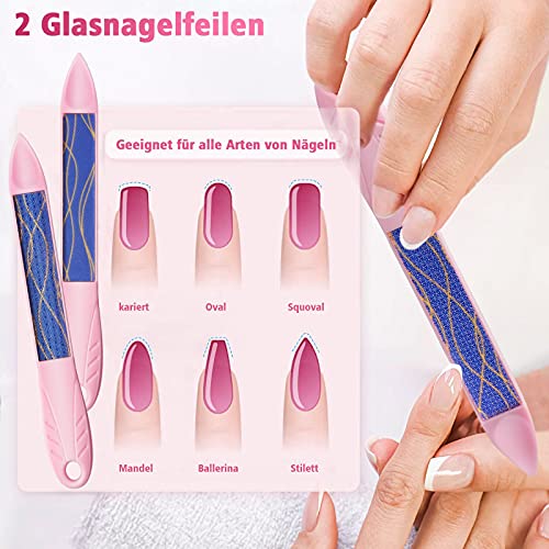 Nano-Glasnagelfeile Nagelfeile für Naturnägel, Nagelfeile Set Mit Polier + Schleiffunktion, Pediküre Nagelpflege, 2… – Bild 6