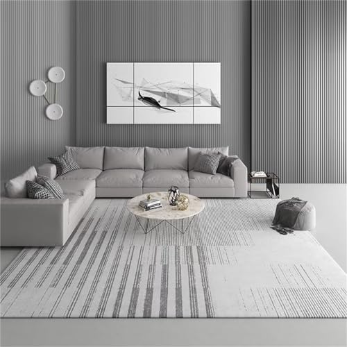 Tapis design rayé moderne gris 200x250 pour décorer son salon